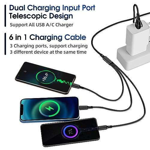 Versatile 6 in 1 Multi Charging Cable [3 Pack, 4 FT] – Durable Nylon Braided Fast Charging Cord for USB A/C, Micro USB, and Lightning Devices – Universal Phone Charger for Home, Office, and Travel – Enhanced Compatibility for All Smartphones and Tablets