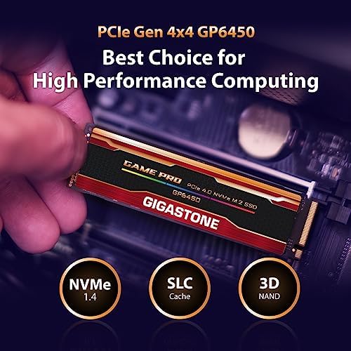 Elevate Your Gaming and Creative Potential with the Gigastone 500 GB M.2 NVMe SSD – Lightning-Fast PCIe Gen 4 Internal Solid State Drive for Seamless 3 D Rendering and 4 K/8 K Video Editing – Unmatched 5,000 MB/s Read Speeds for Gamers and Content Creators – Perfect Upgrade for PCs, Laptops, and PS5 with Enhanced Compatibility and Reliability