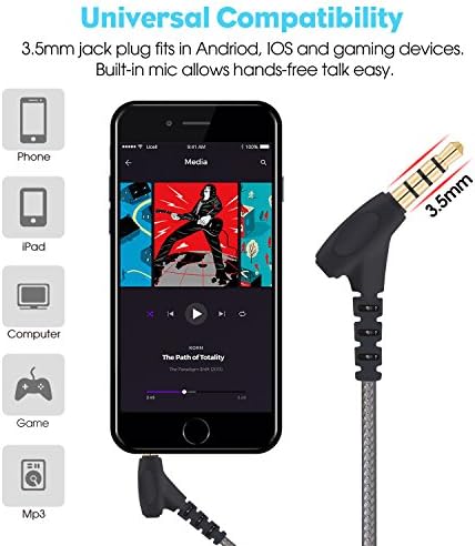 Ultimate Noise-Cancelling Super Bass Wired Earbuds with Microphone – Immersive Sound for Gaming, Travel & Work – Comfortable & Durable Earphones Compatible with i Phone & Samsung – Enhanced Performance & Extended Wear