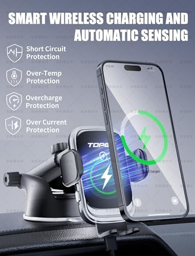 TOPGO Adjustable Car Cup Phone Holder – Secure, No-Wobble Smartphone Mount for i Phone 16 & 4.0-7.0 Inch Devices – Enhance Driving Safety with Optimal Visibility and Easy Access – Sleek Black Design for Any Vehicle
