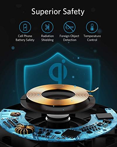 Anker 313 Qi-Certified Fast Wireless Charging Pad – Ultra-Sleek Design for Effortless 10 W Max Power Delivery Compatible with i Phone 16/15/14/12 & Samsung Devices – Enhanced Safety Features for Home & Office Use, Ideal for Air Pods & More