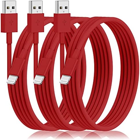 3 Pack of 10-Foot Apple MFi Certified Lightning Cables – Durable USB Charger for i Phone Models 14, 13, 12 Pro/Pro Max, XR, X, 8, 7, 6, 5 Plus, SE – Fast Charging & Extended Reach for Home and Office Use