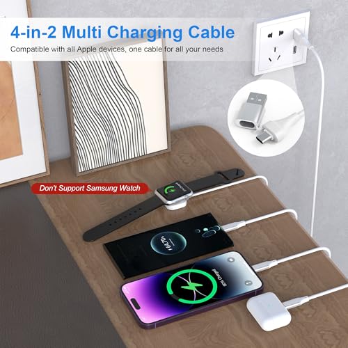 Revolutionary 4-in-2 Retractable Charging Cable: 100 W Fast Charge for i Phone 16, i Pad, and Apple Watch Series 10-1 – Ultimate Travel Companion for Efficient Multi-Device Power Solutions