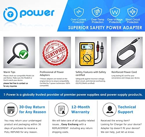 T-Power Premium AC/DC Adapter for Sony SRS-XG500 & X-Series Bluetooth Speakers – Ultimate Quick Charge Technology, Superior Compatibility, and IP66 Waterproof Durability for Uninterrupted Sound Enjoyment