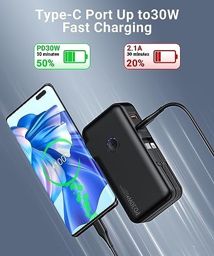 Ultimate 16,000 m Ah Portable Power Bank with Built-in AC Plug – Fast Charging for i Phone & Android Devices, Compact Design for On-the-Go Power Solutions, PD 30 W & QC4.0 Technology for Rapid Device Charging – Your Essential Travel Companion for All Electronics