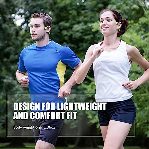 Revolutionary Open-Ear Bone Conduction Headphones for Active Lifestyles – Waterproof Wireless Sport Earbuds with Sweatproof Design and Built-in Microphone for Ultimate Comfort and Safety During Workouts – Trendy Green Color with Universal Device Compatibility