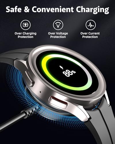 Upgrade Your Charging Experience: 5 FT Dual-Pack Samsung Galaxy Watch Charger – High-Speed USB Cable for Galaxy 7/6/5/4/3/Active Ultra/FE – Durable Design for Maximum Power Efficiency & Versatile Use