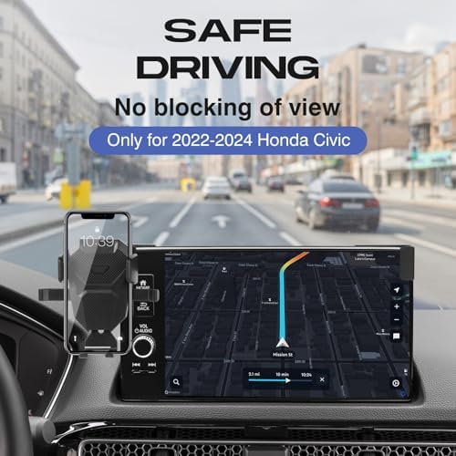 Premium Car Phone Holder for Honda Civic (2022-2025) & Acura Integra (2023-2025) – Adjustable, Ultra-Stable GPS Mount for Hands-Free Use, Perfectly Fits 9″ Screens, Enhances Safety and Accessibility for All Smartphones, Easy Installation, Sleek Design, Durable Construction for Long-Lasting Performance