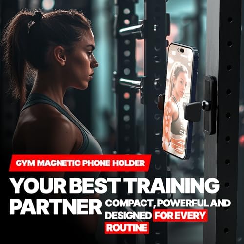 Magnetic Phone Holder for Gym – Essential Gym Rats Stuff – Magnetic Tripod for iPhone and Magnet Phone Mount- Home Workout Accessories and Gear – Enhanced Compatibility and Speed