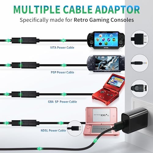 Universal Retro Gaming Power Supply Kit – Multi-Device Charging Adapter for VITA, NDSL, Wii U, PSP, GBA & More – Rapid Charge & Versatile Connectivity for Classic Game Lovers – Ultimate Power Solution for Seamless Gameplay Experience