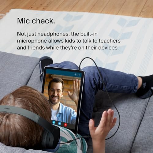 Belkin Sound Form Mini Kids Wireless Bluetooth Headphones – Safe 85 d B Volume Control, 30-Hour Playtime, Built-In Microphone – Lightweight On-Ear Style for i Phone, i Pad, Fire Tablet & More – Ideal for Learning, Entertainment & Safe Listening