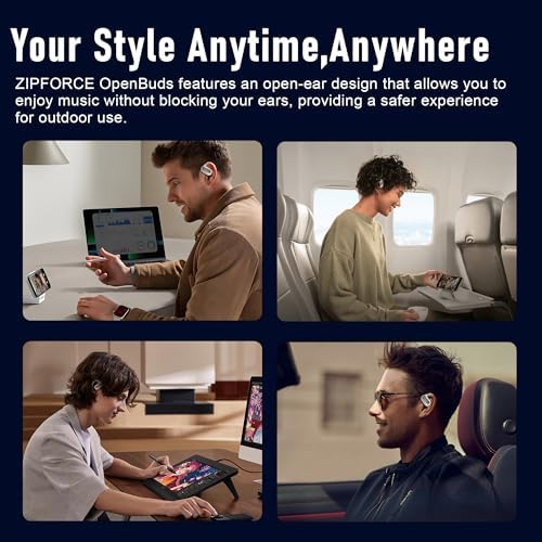 ZIPFORCE Open-Ear True Wireless Earbuds – Ultra-Comfortable Bluetooth 5.4 Headphones with 4-Mic ENC for Superior Call Clarity, IPX6 Waterproof Sports Earbuds in Eye-Catching Yellow – Perfect for Active Lifestyles and Dynamic Listening Adventures