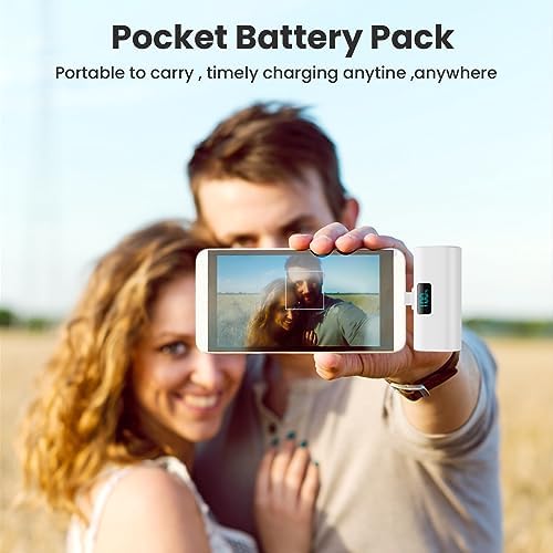 Compact 5200 m Ah Power Bank with Built-In USB-C for i Phone 15 and Samsung Devices – Fast Charging, LCD Display, Lightweight Red Design for On-the-Go Convenience and Enhanced Compatibility