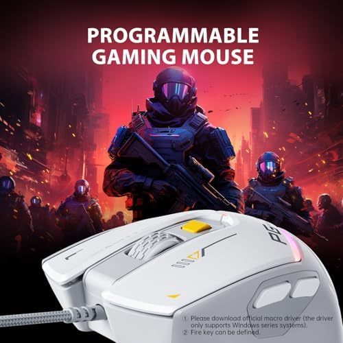 Elevate Your Game with the INPHIC PG1 Wired Gaming Mouse – Ergonomic Comfort Meets 12800 DPI Precision, 6 Customizable Buttons & Vibrant RGB Backlighting for Ultimate Performance in White and Gray