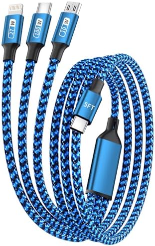 Ultimate 4-in-1 Fast Charging Cable – 65 W Multi-Device Charger with E-Mark Chip for i Phone 16/15/14/13, i Pad, and Laptops – High-Speed USB-C/Lightning Connectivity for Enhanced Performance and Versatility