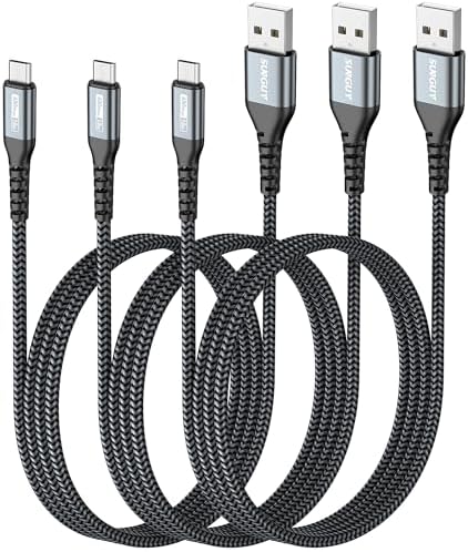 Ultra-Durable 10 FT Micro USB Cable 3-Pack – Fast 18 W Charging & Data Sync for Samsung Galaxy, Android Devices & PS4 – Premium Nylon Braided for Enhanced Flexibility & Strength – Perfect for Home & Office Use