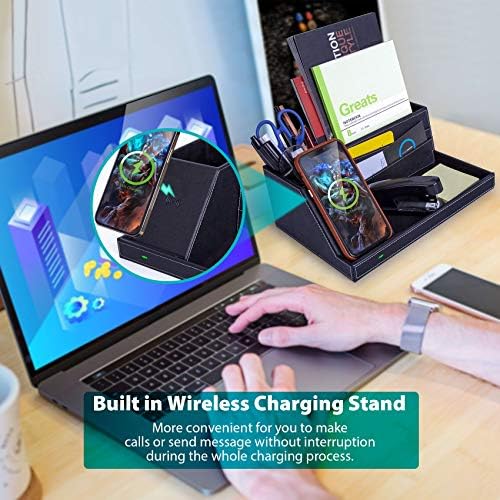 Transform Your Workspace: Premium Fast Wireless Charging Station with Desk Organizer for i Phone 16/15/14/13/12/11 Series – Streamline Charging and Declutter Your Environment for Home or Office Efficiency