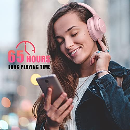 KVIDIO Over-Ear Bluetooth Headphones: 65-Hour Battery Life, Immersive Deep Bass Sound, and Ultra-Low Latency for Effortless Mobility and Enhanced Work Efficiency with Integrated Microphone for Flawless Calls and Voice Control