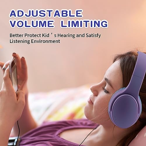 Light Blue Kids Bluetooth Headphones – Safe 93 d B Volume Limitation for Ear Protection – Foldable & Travel-Friendly Design – Built-in Microphone for Hands-Free Calls – Comfortable Wireless Headphones for Toddlers and Children – Perfect for School, Home, and Fun Activities