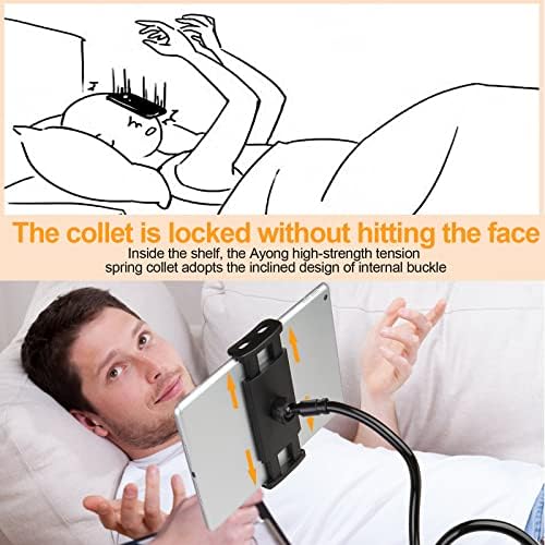 ZUYEE Gooseneck Tablet Mount Holder – 30-Inch Adjustable Arm for 4-10.5″ Devices | Perfect i Pad Clamp Stand for Hands-Free Viewing on Beds, Desks & Couches | Lightweight, Sturdy Design for Kindle, Galaxy Tabs & Smartphones | Effortless Setup for Ultimate Comfort