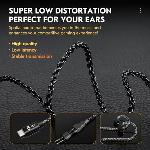 CCZ DC03 Hi-Fi Gaming IEMs: Immersive Deep Bass Wired Earbuds with Detachable Mic for Ultimate Gaming and Music Experience, Ergonomic Noise Cancelling Design for Exceptional Audio Clarity and Broad Device Compatibility