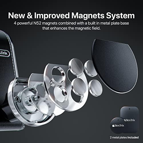 Bestrix Universal Magnetic Phone Holder for Cars – Advanced Suction & Secure Grip for All Smartphones up to 6.7″ – Effortless Installation in Seconds, Perfect for Safe Navigation & Hands-Free Use (Black)