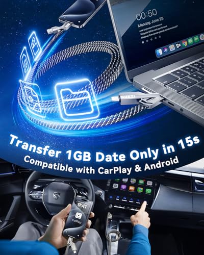 Ultimate 4-in-1 USB C to Lightning Charging Cable – 60 W High-Speed Power & Rapid Data Sync for i Phone, Samsung, i Pad – 10 FT Multi-Device Charger with Car Play & Android Auto Compatibility – Robust, Durable Design for Everyday Use