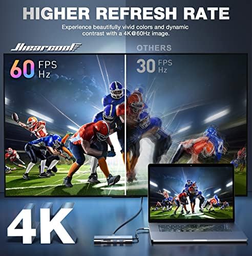 Revolutionize Your Connectivity with the Hiearcool 8-in-1 USB C Hub Ethernet – High-Speed 4 K@60 Hz HDMI, Dual USB 3.0 Ports & Gigabit Ethernet for Mac Book Pro/Air, i Pad, Dell, and Lenovo – Streamline Your Workspace with Effortless Multitasking and Enhanced Compatibility – Ultimate Portable Adapter for Professionals on the Go