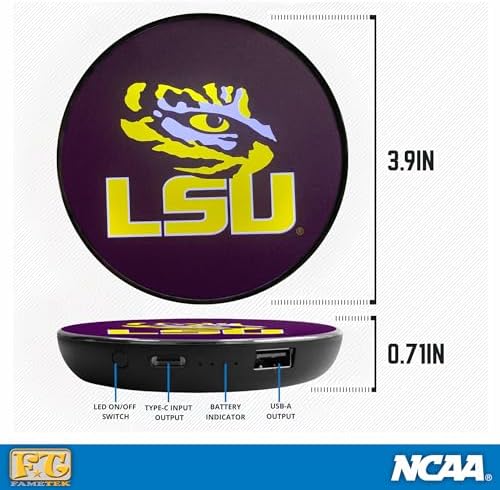 LSU Illuminated Logo Wireless Charger & Portable Power Bank – Dual Charging Pad for Wired and Wireless Devices, Fast Charging Technology, Ideal NCAA Gifts for Graduates and Fans, Ultimate Charging Solution with Enhanced Compatibility