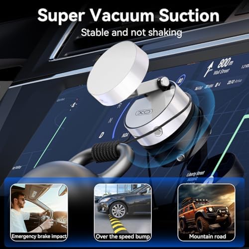 Electric Magnetic Car Phone Holder, 360 Rotation Vacuum Suction Cellphone Mount Foldable Car Mount Stand for iPhone12-16,Mirror/Glass/Screen/Smooth Surface (Not Charge Phone) – Enhanced Compatibility and Speed