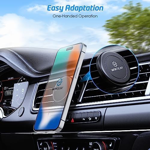 Wix Gear Magnetic Phone Holder for Car – 2 Pack Universal Air Vent Mount for Smartphones & Mini Tablets – Strong Grip with 4 Metal Plates for Enhanced Compatibility – Effortless Installation for Safe Driving Navigation