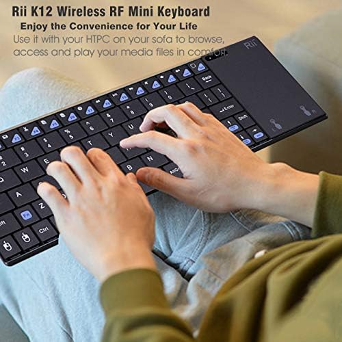 Rii K12+ Mini Wireless Keyboard with Touchpad – Sleek Stainless Steel Design for Mac, PC, and Tablet – Ultimate Portable Solution for Smart TVs and Raspberry Pi – Effortless Navigation and Productivity on the Go