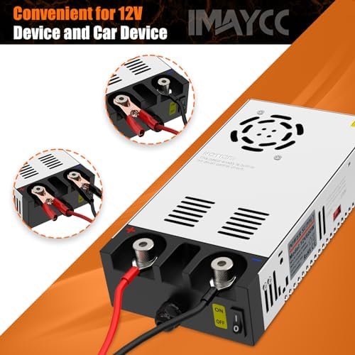 IMAYCC 600 W Adjustable AC to DC Converter – Efficient 110 V to 12 V Power Supply for Electronics and Automotive Applications, 50 A Output, Enhanced Safety Features, Compact Design for Easy Installation and Portability