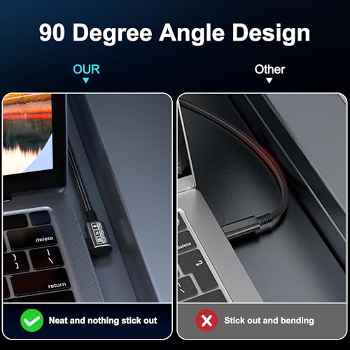 USB C Thunderbolt 4 Cable 90 Degree, 240W Data Transfer Right Angle, 40Gbps and 8K Video, Compatible with Thunderbolt 3 and USB C Cord 6.6FT – Enhanced Compatibility and Speed