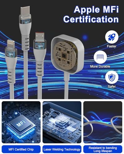 Ultimate 4-in-1 Retractable Charging Cable with Apple Watch Compatibility – 100 W Fast Charging Solution for i Phone 16/15, Galaxy Android, and i Watch Series 10-1 – The All-in-One Portable Charger Designed for Tech-Savvy Users Seeking Maximum Efficiency and Convenience