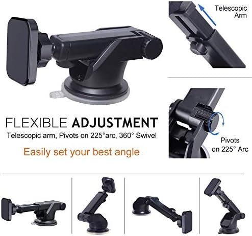 Universal Car Mount Magnetic Mobile Phone Holder for Dashboard & Windshield with 360 Rotating Long Arm & Extra Magnetic Power Designed for India, MagBear Magnetic Car Mount Holder – Enhanced Compatibility and Speed
