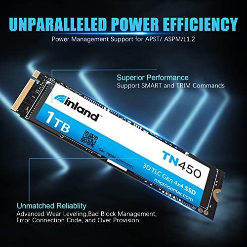 Elevate Your Performance with the INLAND TN450 500 GB NVMe M.2 PCIe Gen4 x4 Internal SSD – Unmatched 5,000 MB/s Speeds, 3 D NAND Technology for Ultimate Durability, Perfect Upgrade for Laptops & Desktops