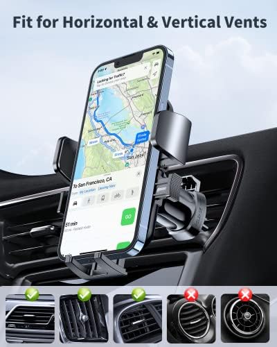 Miracase Universal Car Vent Phone Holder – Enhanced Non-Slip Clip for Safe Smartphone Mounting, Hands-Free Navigation & Communication, Compatible with All Models Including Latest i Phones – Sleek Grey Design for Ultimate Driving Safety and Ease