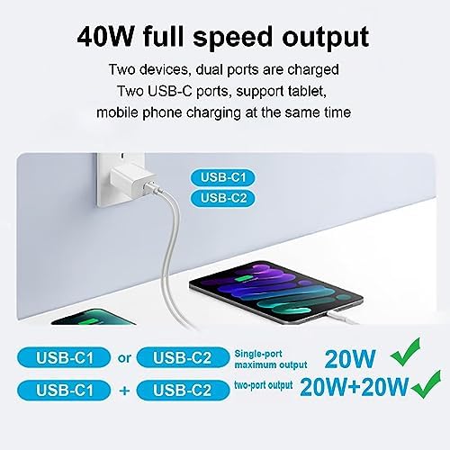 Ultra-Fast 45 W Dual Port USB-C Wall Charger for Samsung Galaxy S Series – Rapid Charging with 5 FT Type C Cable – Perfect for S25, S24, S23 Models – Compact & Portable Power Solution for On-the-Go Charging – Enhanced Compatibility for All Type C Devices