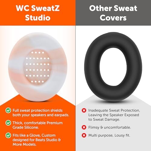 Upgrade Your Beats: WC Sweat Z Studio Earpad Covers for Studio 2 & 3 | Revolutionary Sweatproof Design, Effortlessly Washable, Perfect Fit | Unmatched Protection for Headphones & Enhanced Comfort