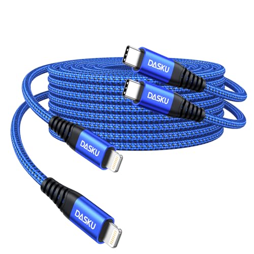 Premium 6 FT USB C to Lightning Charging Cable – 2 Pack for i Phone & i Pad – Fast Charging, MFi Certified, Braided Design for Enhanced Durability & Compatibility with i Phone 14/13/12/11/Pro/MAX/X/8/7 – Ultimate Power Solution for On-the-Go Users