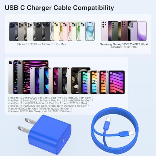 Elevate Your Charging Experience with the 20 W USB-C Power Adapter & 10 ft Type C Cable – Perfectly Engineered for i Phone 16/15, i Pad Pro, and Air Pods – Compact Wall Charger for Accelerated Power Delivery and Unmatched Portability – Superior Charging Speed for All Your Apple Devices on the Go