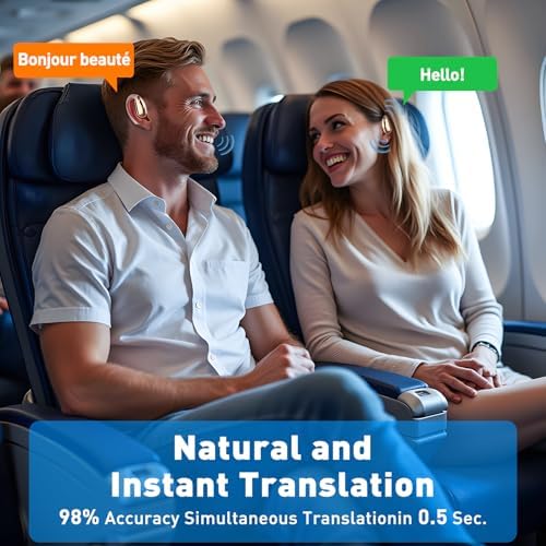 Revolutionary Multilingual Translation Earbuds – Effortless Real-Time Communication in 140+ Languages, Premium Bluetooth Wireless Technology with Extended Battery Life – Ideal for Global Travelers, Business Leaders, and Seamless i OS/Android Integration – Ultra-Compact, Lightweight Design for Effortless Portability