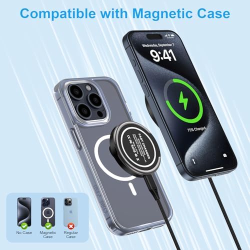 Ultra-Fast 15 W Magnetic Wireless Charger Dock with Kickstand for i Phone 16 & Samsung Galaxy S25 – Enhanced Charging Station with USB-C Adapter for Seamless Compatibility and Optimal Speed – Advanced Smart Chip Technology for Safe Charging – Perfect for All Android Phones and Pixel 9 Series – Sleek Non-Slip Design for Stability and Convenience – Experience 40% Faster Charging and Built-In Foreign Object Detection for Worry-Free Use – Versatile Kickstand Feature for Hands-Free Viewing – Ideal for Travel and Everyday Use – Includes 3 ft USB-C Cable and 20 W PD Adapter for a Complete Charging Solution – 12-Month Warranty and Responsive Customer Support Included – Elevate Your Charging Experience Today!