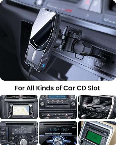 OQTIQ Magnetic Wireless Charging Car Mount for CD Slot – Fast, Secure i Phone Holder with Mag Safe Compatibility and Sleek Design for Effortless Navigation and Charging on the Go