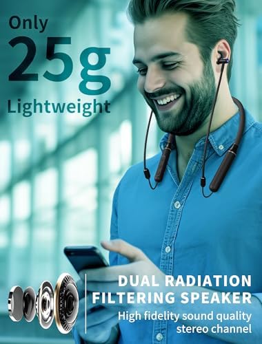 Health-Conscious EMF-Free Air Tube Headphones – Premium Sound Quality with 12-Hour Battery Life, Ergonomic Design for Comfort, Integrated Volume Control, and Built-in Microphone – Perfect for Work, Exercise, Sleep, and Virtual Meetings – Ideal Choice for Audiophiles Prioritizing Safety and Performance