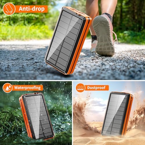 Ultimate Solar Power Bank 52800 m Ah Portable Charger with Fast 5 V/3 A Charging, Built-in 4 Cables, Dual Outputs & LED Flashlight – Perfect Outdoor Companion for Camping, Travel & Everyday Use