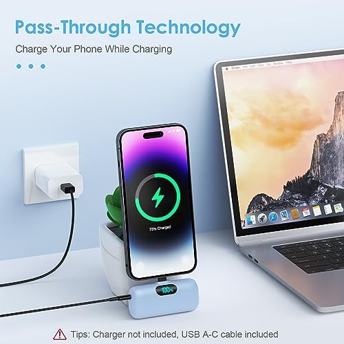 Compact Pink Portable Charger for i Phone – 5000 m Ah PD Fast Charging Power Bank, Lightweight Mini Battery Pack Compatible with i Phone 14/14 Pro Max/13/13 Pro/12 Pro/11/XS/XR/X/8/7/6 – Stylish and Versatile Backup Solution for On-the-Go Power