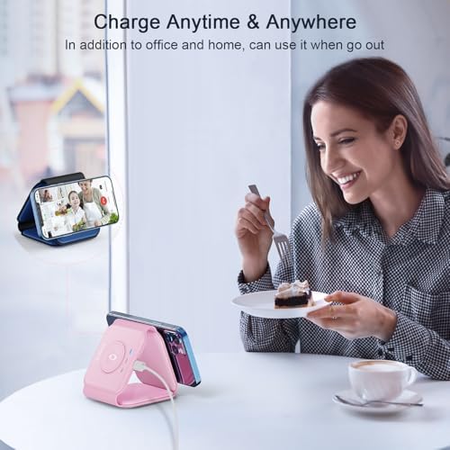 RTOPS 3-in-1 Magnetic Wireless Charging Station for i Phone, Apple Watch, and Air Pods – Compact Ga N Travel Charger with Enhanced Speed and Compatibility for i Phone 16/15/14/13/Pro/Max, Air Pods 4/3/2/Pro – All-in-One Solution for Ultimate Convenience and Efficiency