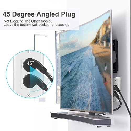 KUNCAN 4-Way Power Splitter with 45-Degree Downward Angle—Maximize Outlet Efficiency with Compact US Flat Plug Design, 1 to 4 Extended Outlets, Durable SVT 16 AWG Cable, Ideal for Home, Office & Classroom Use (Black, 1-Pack) – Sleek, Space-Saving Power Solution for Enhanced Device Connectivity and Optimal Clutter Reduction